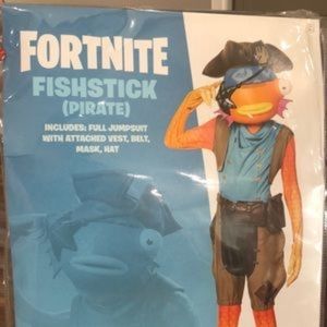 New Fortnite Fishstick Pirate Costume youth size L from Spirit Halloween